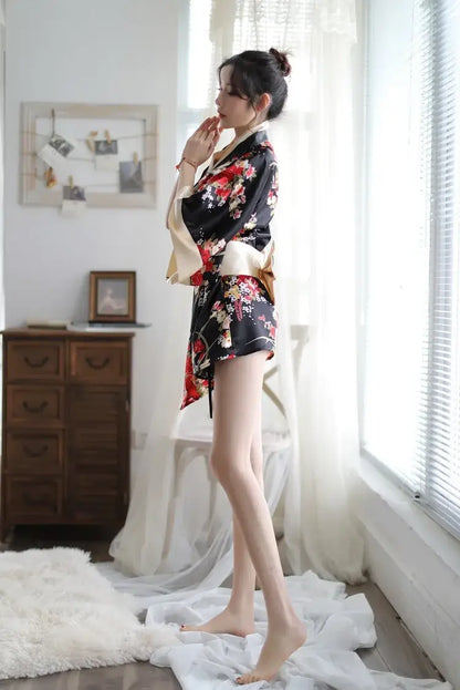 Night Floral Silk Kimono