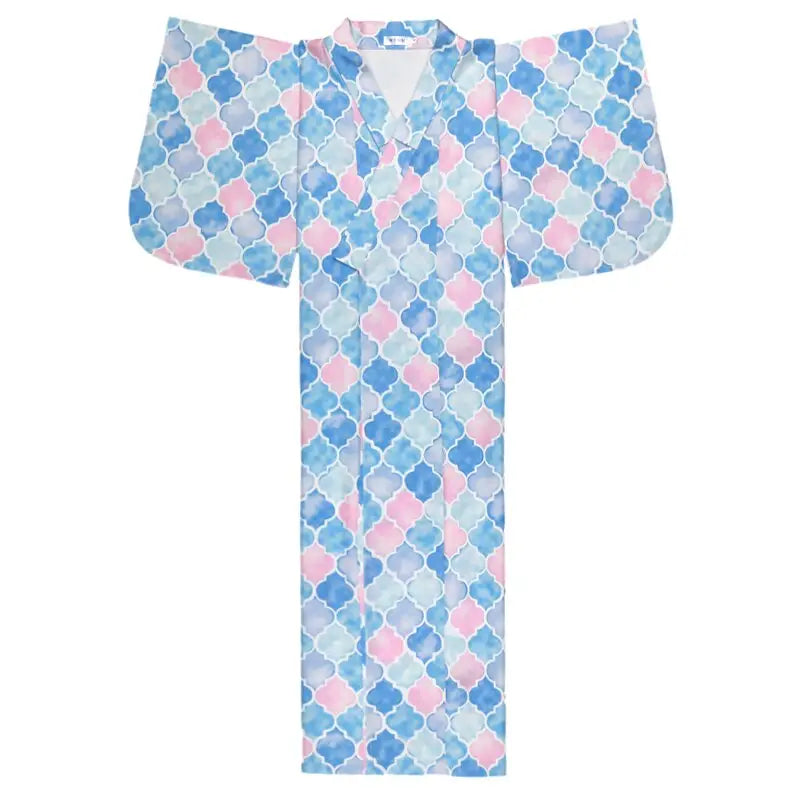Blue and Pink Quatrefoil Women’s Kimono