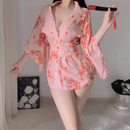 Kawaii Gatos Mujer Seda Kimono