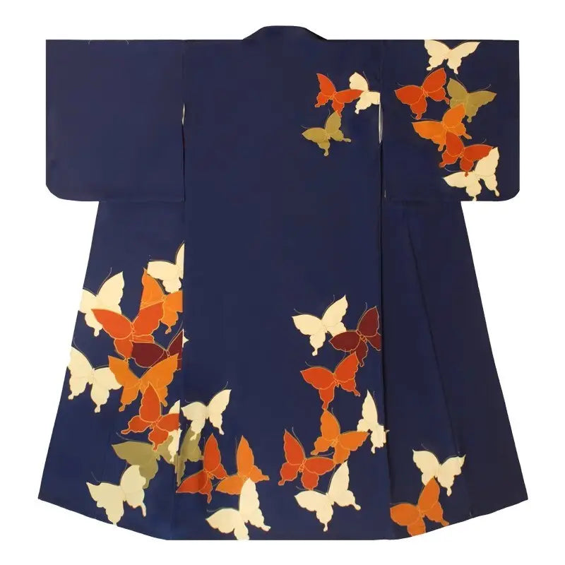 Kimono de mujer mariposa azul marino