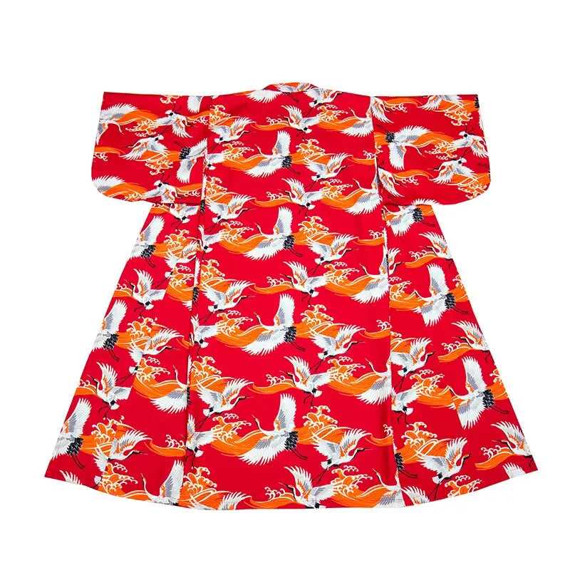 Kimono Femme Crane Birds Rouge