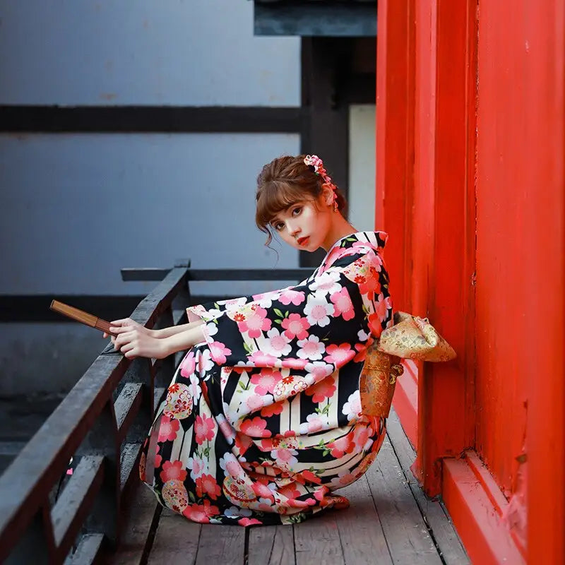Kimono de mujer Cherry Blossom negro