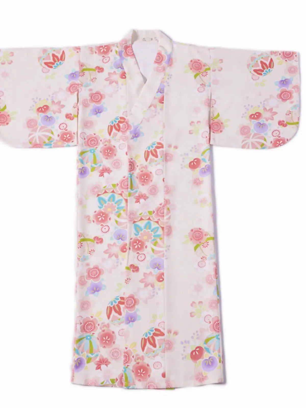Kimono de mujer floral rosa y crema