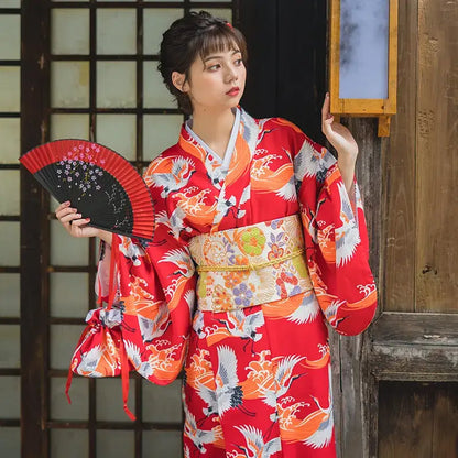 Crane Birds Red Women’s Kimono