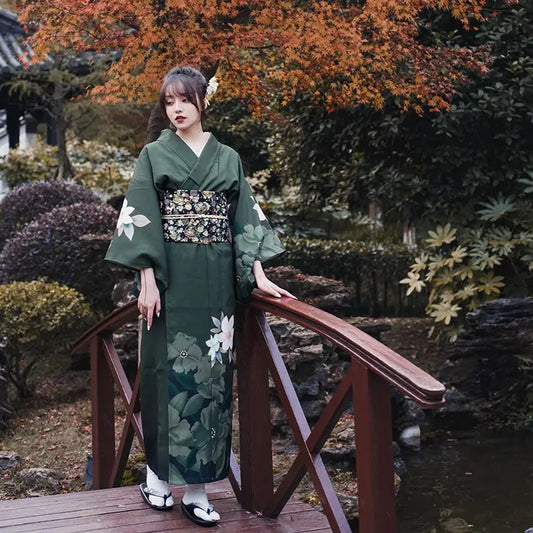 Kimono Femme Floral Vert Forêt
